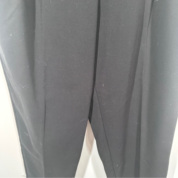 Ann Taylor Black Paper Bag Waist Pants Size 6 Straight Leg Buttons Pleated I15 - Picture 5 of 8